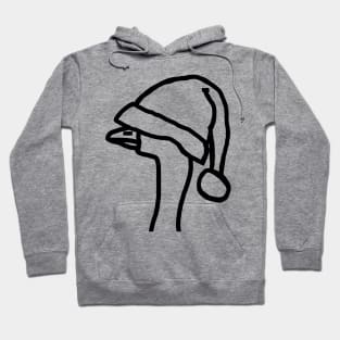 Minimal Portrait of a Goose Wearing Stolen Santa Hat Line Drawing Hoodie